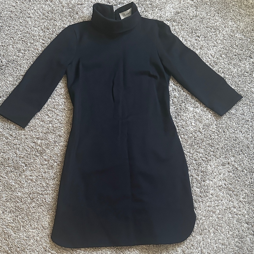 Classic Black Turtleneck Shift Dress - Women